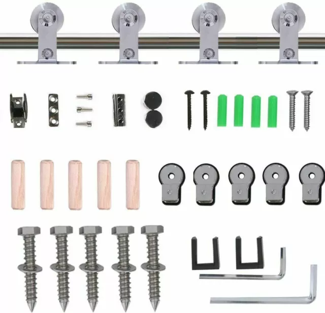 4-20FT Sliding Barn Door Hardware Closet Track For Double Door,Heavy Duty,Silver