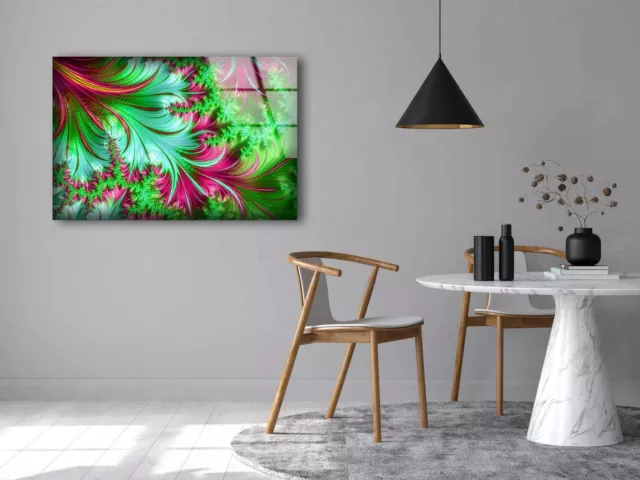 Green Pink Abstract Tempered Glass Printing Wall Art Australian Made Quality 3