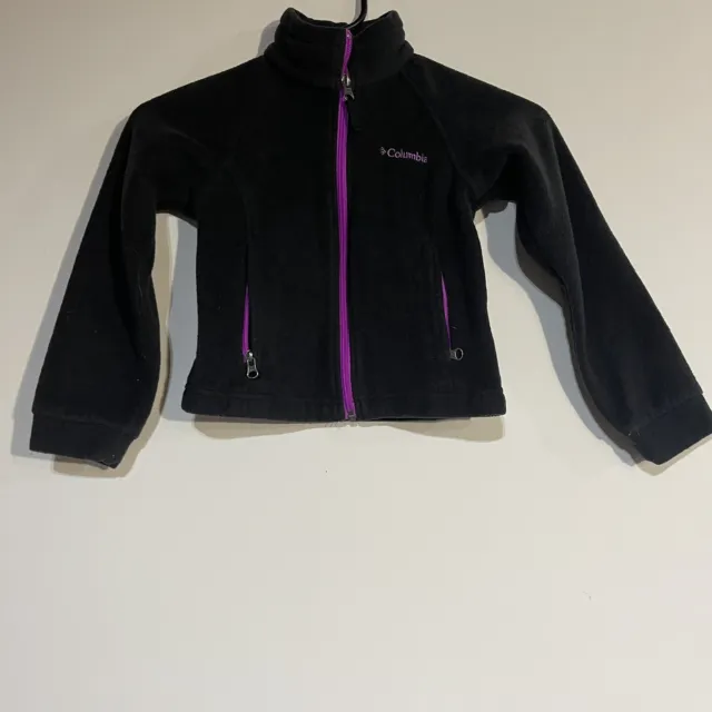 Columbia Jacket Girls XXS Black Purple Fleece Zip Up Jacket