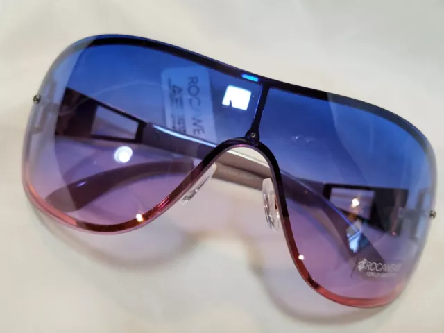 NWT Rocawear Rose Gold & Beige Shield Wrap Sunglasses R3281 Blue lens