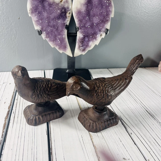 Antique Pair Forged Collectible Cast Iron Birds, Circa 1900