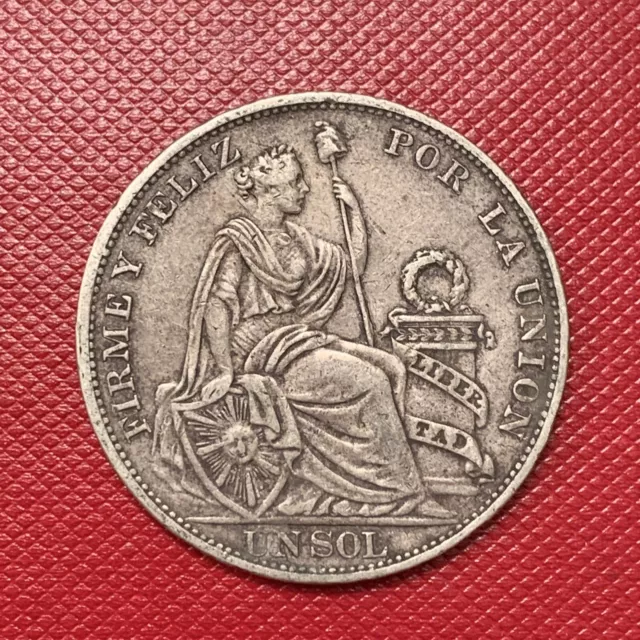 1896 TF Peru Un Sol Silver Coin 90% 25g 22.5g ASW (A)