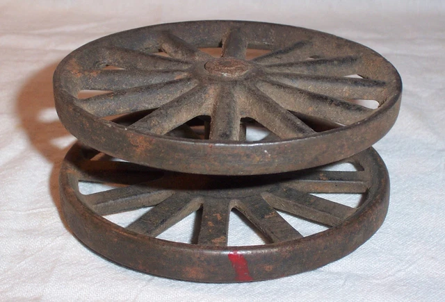Old antique 4" Double Wheel Hardware for carrying a Sliding Barn or Garage Door 6