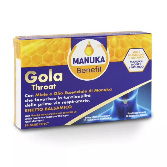 Caramelle Balsamiche Manuka Benefit Gola Throat 20 con Miele Optima Naturals