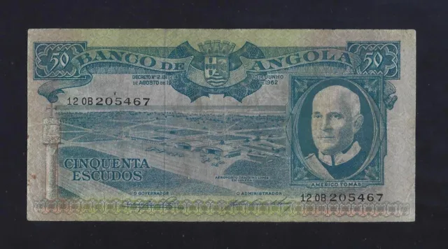 Portugal Portuguese Angola 50 ESCUDOS 1962 P-93 FINE