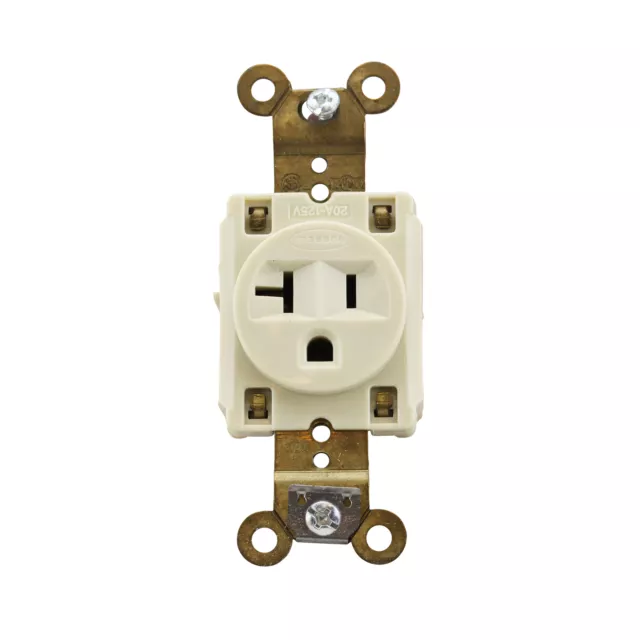 Hubbell Hbl5361I Extra Heavy Duty Standard Single Receptacle, 20A, 125V, Ivory