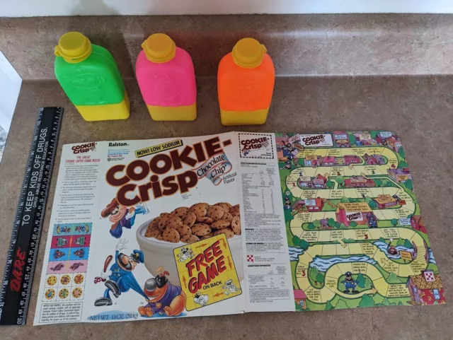 Vintage Ralston Cookie Crisp Cereal Box Game Canteen Set 1991 Cop Chip Crook