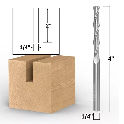 1/4" Dia. 2 Flute Upcut Spiral CNC Router Bit - 1/4" Shank - Yonico 31218-SC