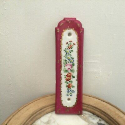 French Door Finger Push Back plate porcelain ￼de Paris Limoges Antique Red Pink