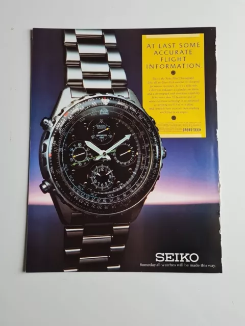 Seiko Watch Sport Tech 1990 ADVERT POSTER ART 9X11.8"