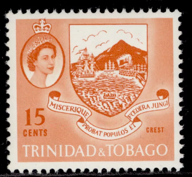 TRINIDAD & TOBAGO QEII SG291, 15c orange, NH MINT.