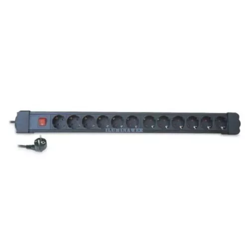 Base multiple Regleta 12 enchufes con Interruptor, cable 3x1,5mm Largo 1,5m