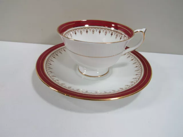 Aynsley Maroon Red "Durham" Cup and Saucer