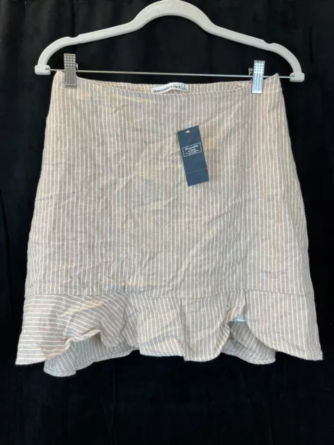 NWT Abercrombie and Fitch Womens Brown & White Striped Mini Skirt Size Small S