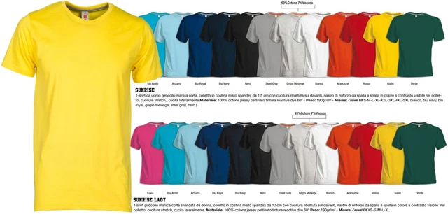 PAYPER SUNRISE LADY T-Shirt Maglia Girocollo Manica Corta Sfiancata Donna Cotone