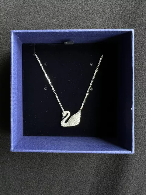 NIB Authentic Swarovski Jewelry Swan Necklace, White, Rhodium plated - 5007735!