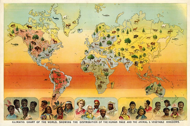 Climatic Chart of the World Vintage Map Poster