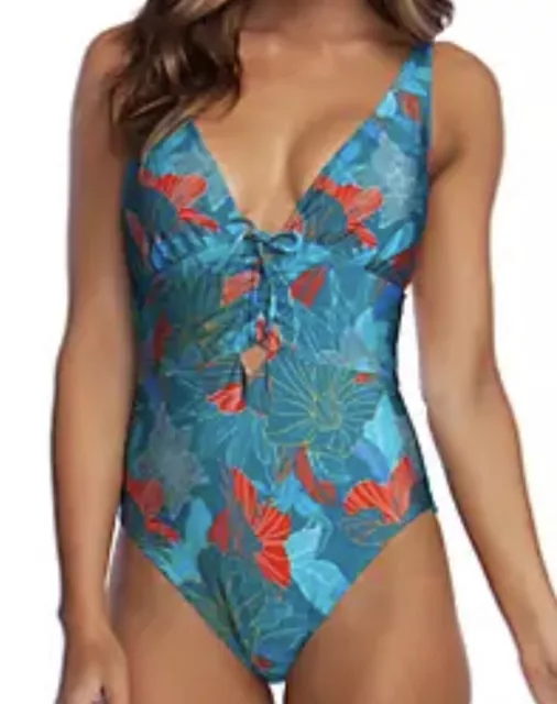 NWT Women’s Kenneth Cole Trace of Paradise One Piece Swimsuit Multicolor Size XL