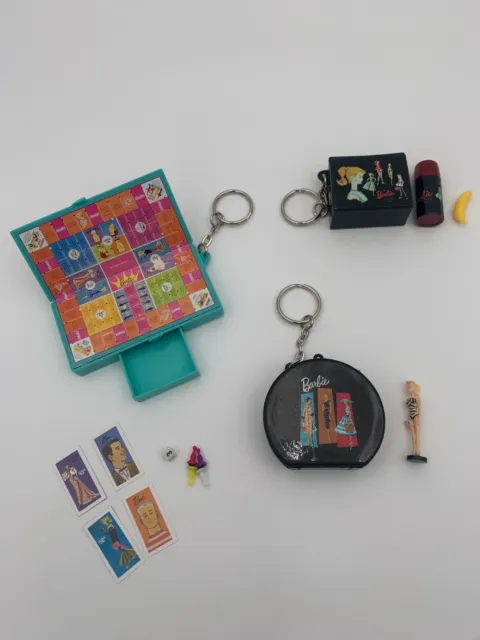 Barbie 1999 Basic Fun Key Chain Set with Lunch Box-Hat Box-Board Game