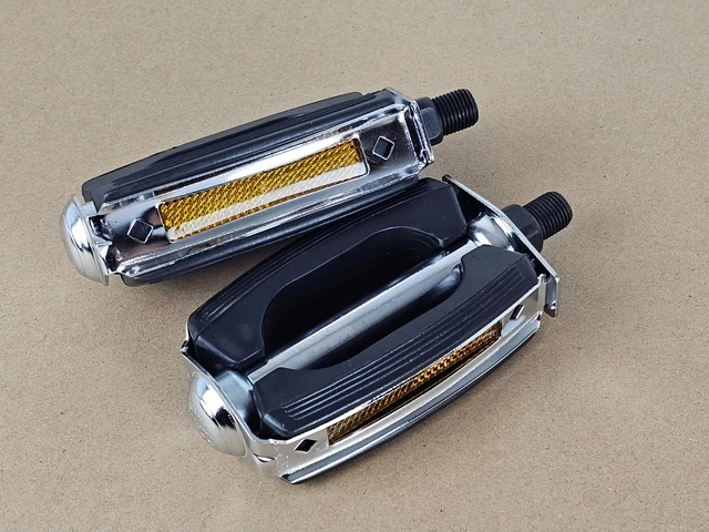 Vintage Square Style Bicycle Pedals - 1/2" Block PVC Pedals In Black Or Chrome For Lowrider/Cruiser Bikes 6 thumbnail image