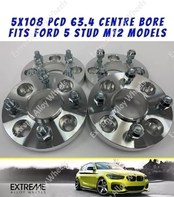 Fits Ford C Max Focus Mondeo 20mm Alloy Wheel Spacers Hub Centric 5x108 63.4 x 4