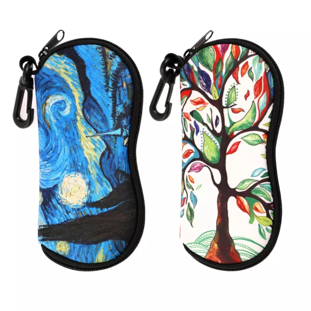 2x Sunglasses Soft Case Ultra Light Eyeglasses Pouch with Carabiner Zipper