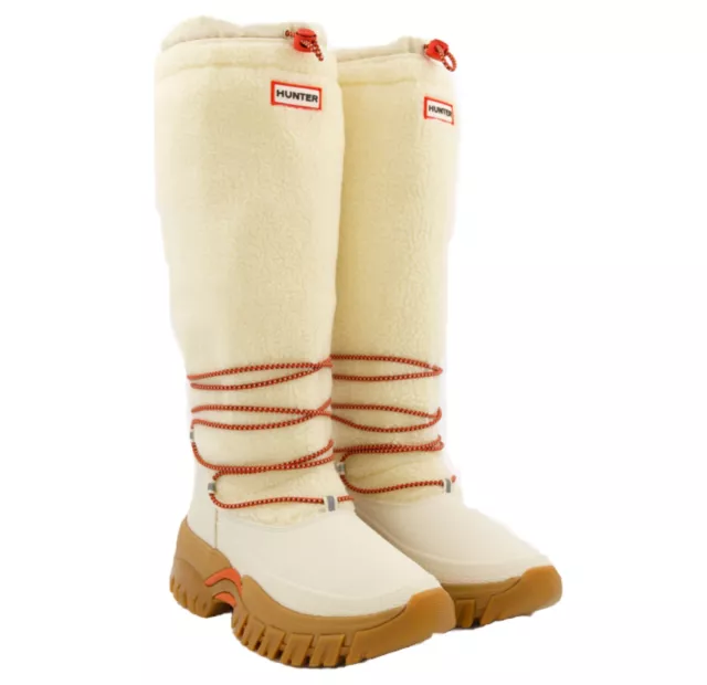 Hunter White Willow Wanderer Tall Boots Wellies Sherpa Snow UK SIZE 8 ( NEW)