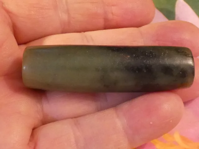 Precolumbian Mesoamerican Olmec Jadeite Tube Bead Museum Quality 65-18.6 Mm # 1