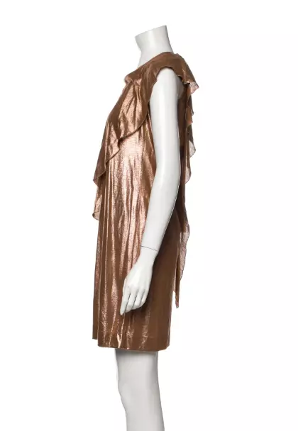 Superbe mini robe sans manches en bronze métallique de designers italiens 4 3