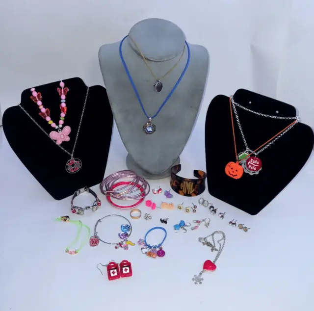 Little Girls Jewelry Lot - Necklace, Earrings Mixed Bundle