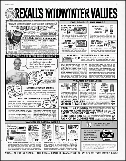 1963 Rexall Drug Stores midwinter values sale vintage photo print Ad adL37