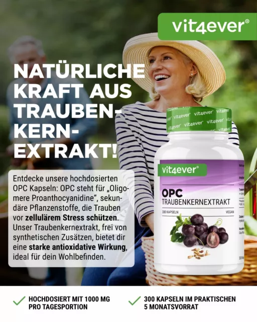 OPC PURE - Traubenkernextrakt 300-900 Kapseln Hochdosiert + 100%  Vegan 3