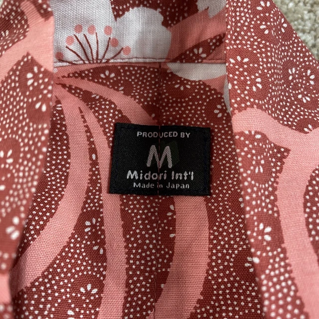 Midori Girls Japanese Kimono Robe Floral Coral Pink Cotton Yukata 30 in 2