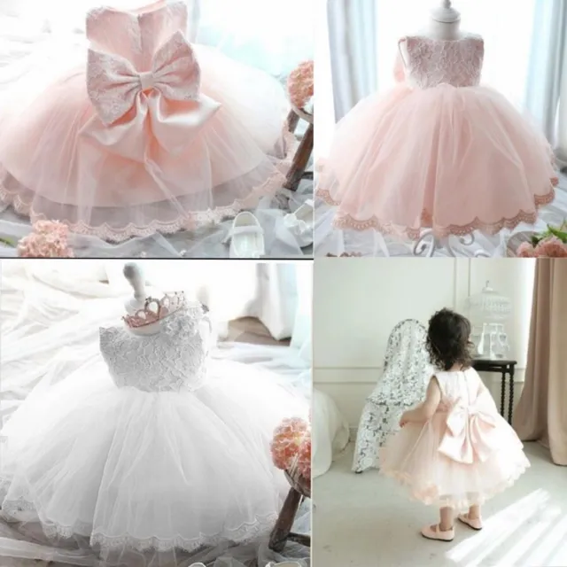 Baby Toddler Flower Girls Princess Dress Party Wedding Birthday Christening Gown