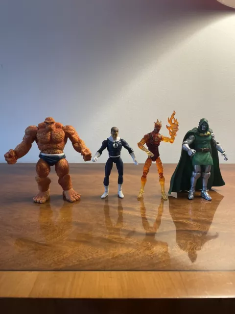 Marvel Figures The Thing, Mr Fantastic, The Human Torch And Dr Doom 3.75