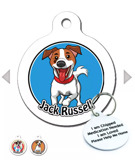Jack Russell Dog Tags For Dogs Personalised Breed Pet ID Tag Metal Name Disc