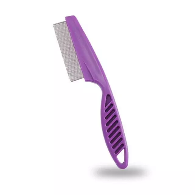 Pet Dog Cat Flea Tick Lice Remover Hair Cleaner Comb Stainless Steel Purple New