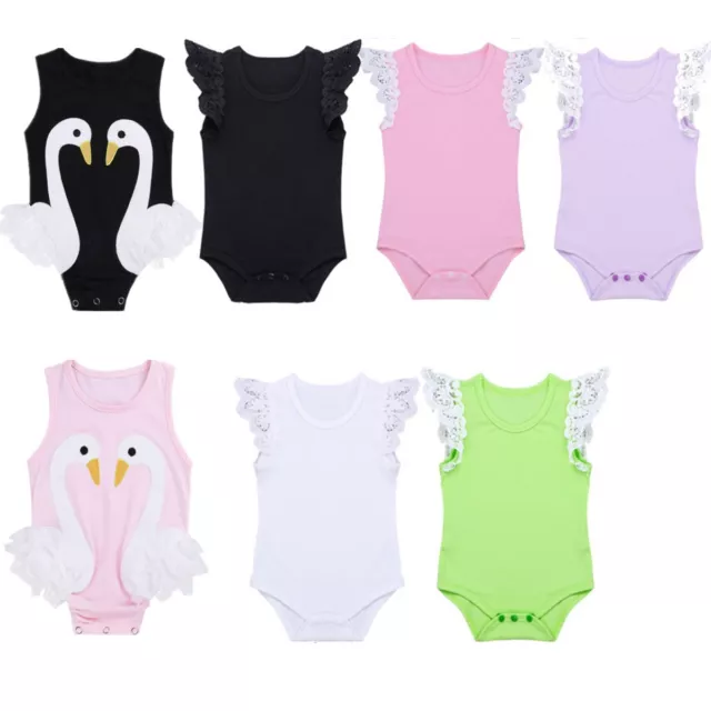 Nouveau-né bébé fille casse-tête combinaison combinaison tenues cygne vêtements en dentelle