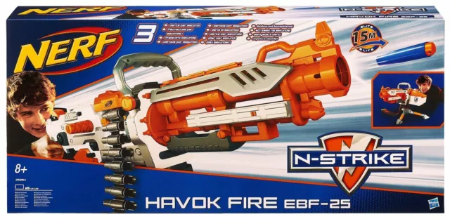 Nerf N-Strike Vulcan EBF-25 Rapid Fire Full Auto Dart Blaster 2009 BARELY  USED