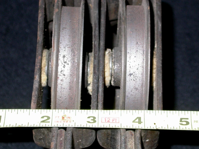 Pair Antique Vintage Barn Door Line Pulleys 3 3/8” Wheel Farm Tool - Lot of 2 13
