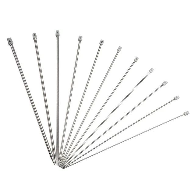 11 paires aiguille à tricoter ensemble en acier inoxydable unique pointu aiguil