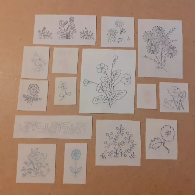 Transfer Gestempelt Bedruckt Blumenaufnäher Motive zum Nähen oder Färben 15 Motive [4]