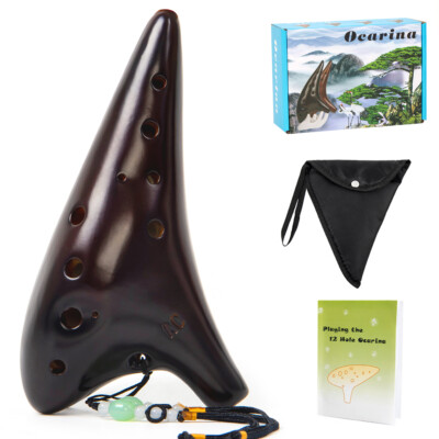 Ocarina 12 Tones Alto C with Song Book Display Stand Neck String Neck Cord