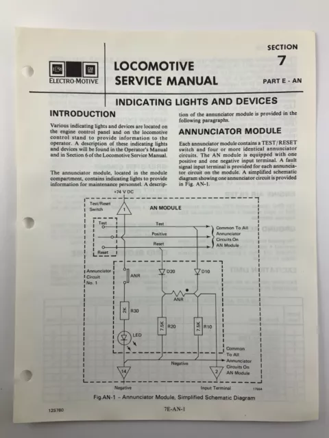Indicating Lights and Devices Locomotive Service Manual SD40-2 1983 EMD AA244
