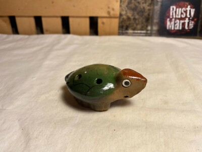 Vintage Clay Pottery Turtle Whistle Flute Ocarina