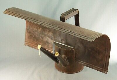 ~ RARE Antique 1800's X-Large Iron Tin 2-Wick Oil Grease Lamp Lantern Projector