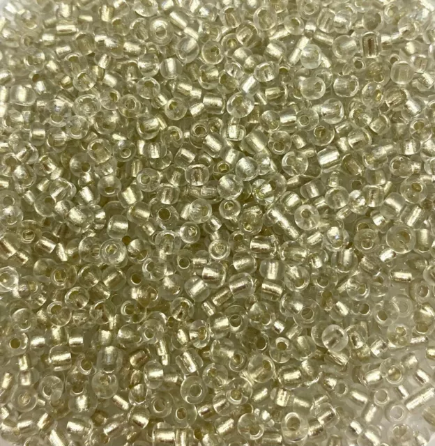 100g CLEAR SILVER-LINED Glass Seed Beads, size 6/0, 8/0 or 11/0 (4mm,3mm,2mm)