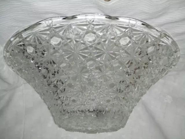 ANCIENNE GRANDE COUPE CENTRE DE TABLE EN VERRE CISELE VINTAGE -TBE 32