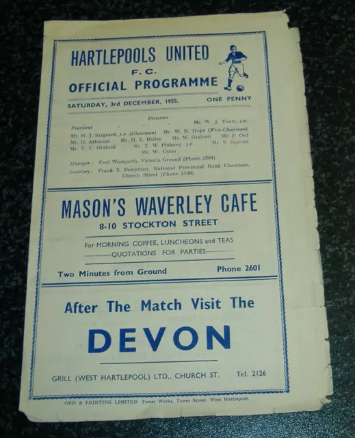 Hartlepools Utd v Barrow 1955/56