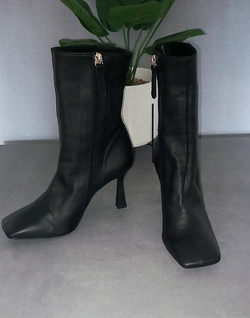 Bottines Noires Zara En Cuir Noir T 38